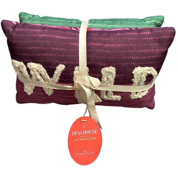 2 Opalhouse Jungle Mini Decorative Pillows Wild Text & Botanical Print 8" x 13" - Picture 2 of 9